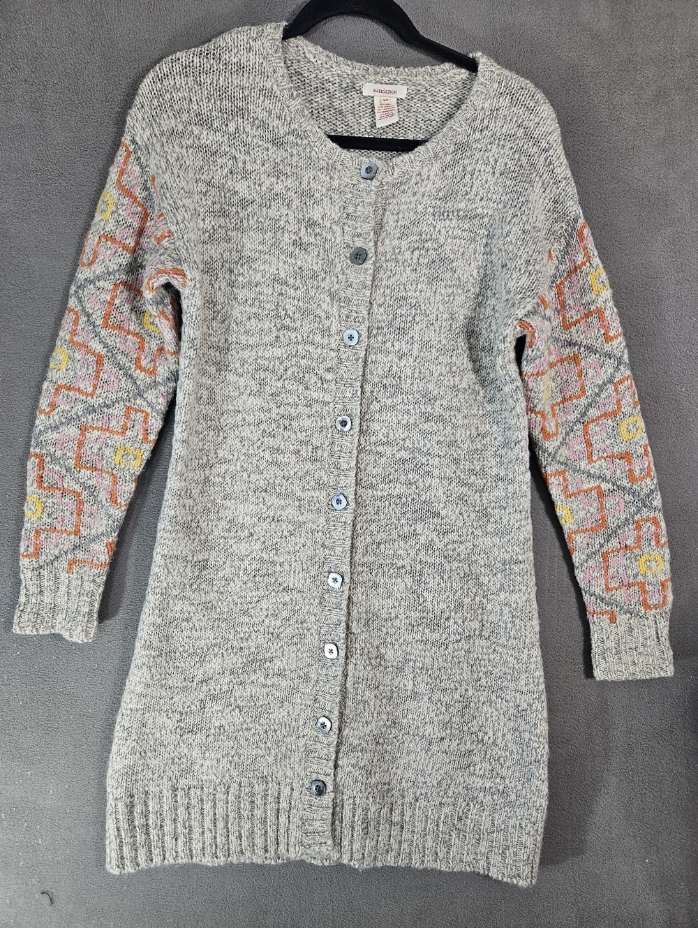 Sundance Womens XS Longline Wool Blend Cardigan Mother of Pearl Buttons Duster